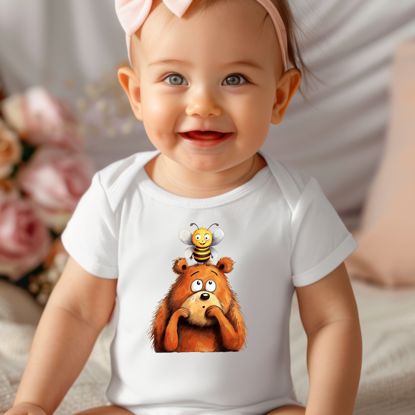 Bee & Bear Baby One-Piece Bodysuit – Adorable Woodland Animal Baby Outfit