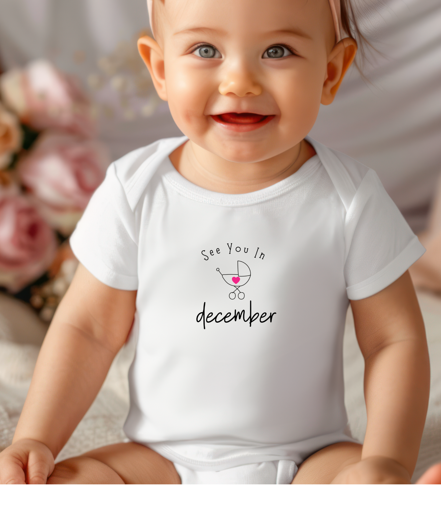 Personalized “See You In…” Pregnancy Announcement Baby Bodysuit – Custom Due Date Baby Reveal Outfit