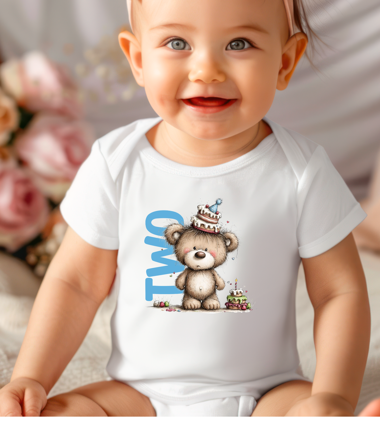 Second Birthday Bear Onesie, Baby 2nd Birthday Outfit, TWO Birthday Bodysuit