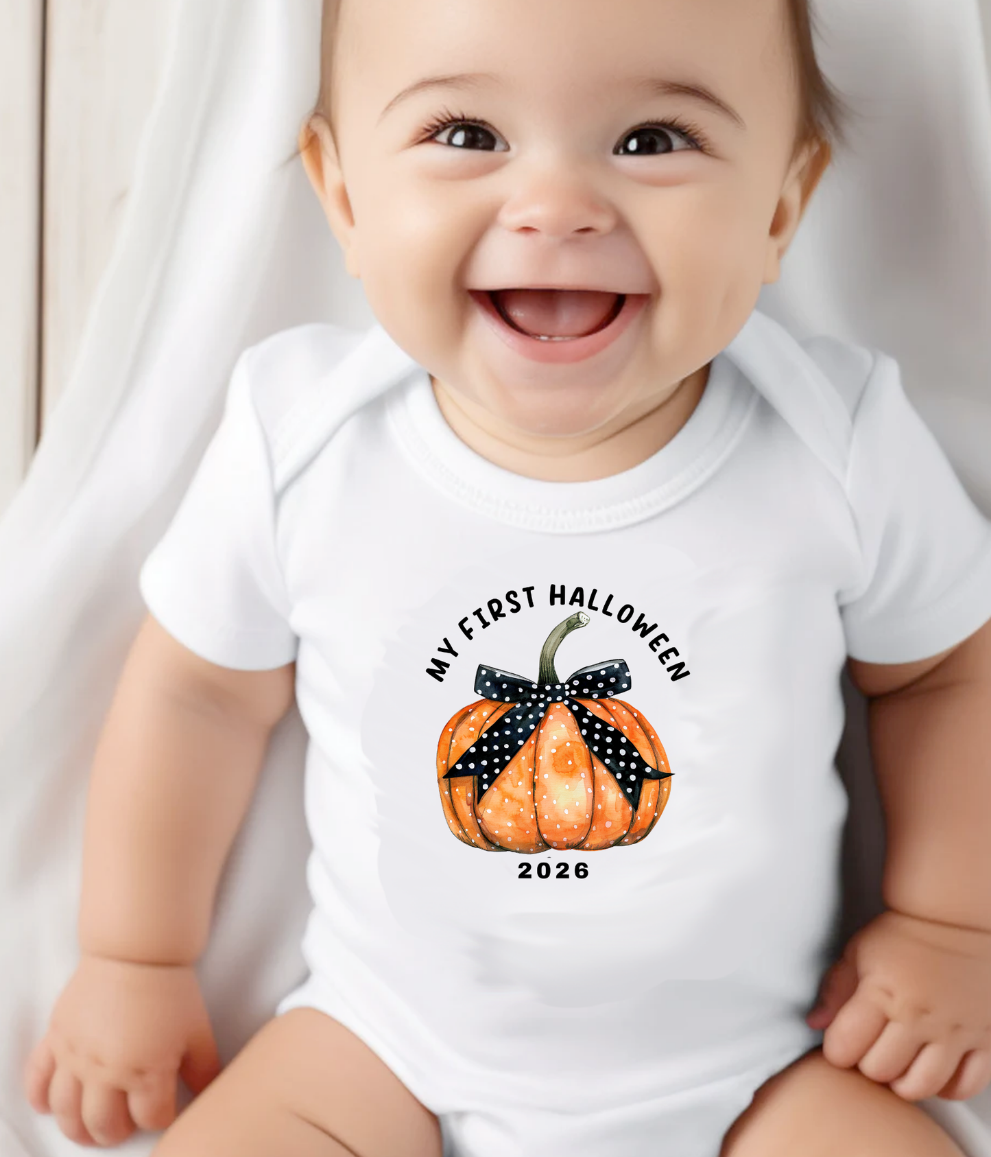 My First Halloween 2026 Baby Onsie® Pumpkin Bow Design