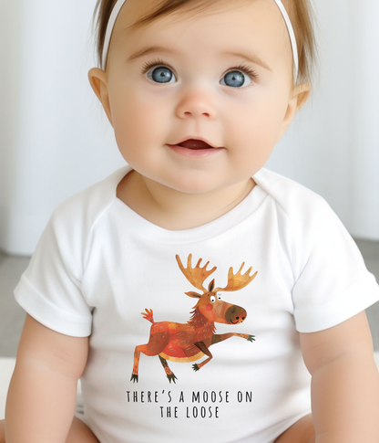 There’s A Moose On The Loose Baby One-piece – Cute Woodland Animal Outfit