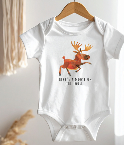 There’s A Moose On The Loose Baby One-piece – Cute Woodland Animal Outfit