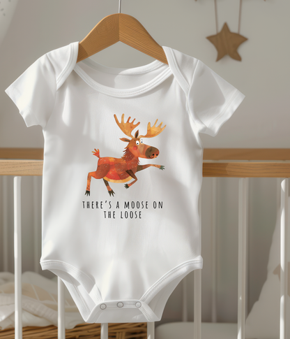 There’s A Moose On The Loose Baby One-piece – Cute Woodland Animal Outfit