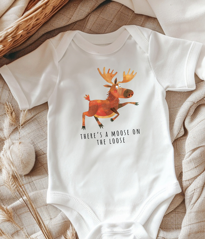 There’s A Moose On The Loose Baby One-piece – Cute Woodland Animal Outfit
