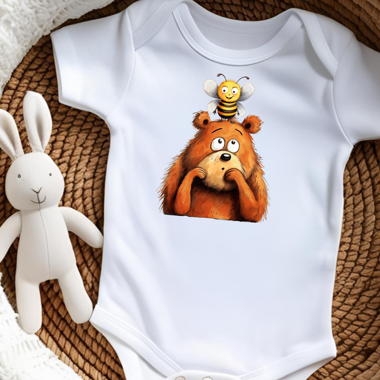 Bee & Bear Baby One-Piece Bodysuit – Adorable Woodland Animal Baby Outfit