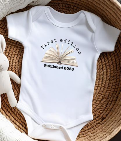 First Edition Published 2026 Baby One-Piece Bodysuit – Book Lover Baby Outfit