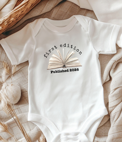 First Edition Published 2026 Baby One-Piece Bodysuit – Book Lover Baby Outfit