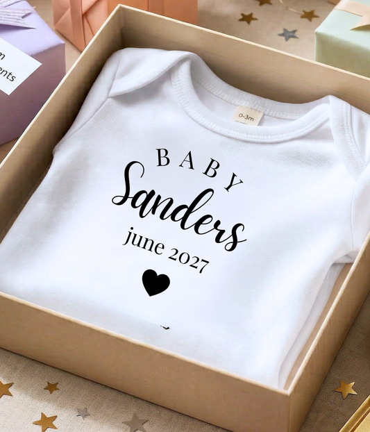 Personalized Baby Announcement Onsie® – Custom Name Pregnancy or Adoption Reveal