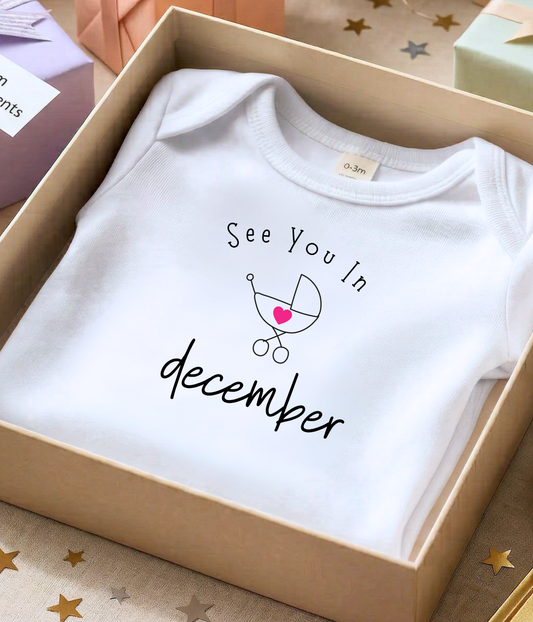 Personalized “See You In…” Pregnancy Announcement Onsie® – Custom Due Date Baby Reveal Outfit
