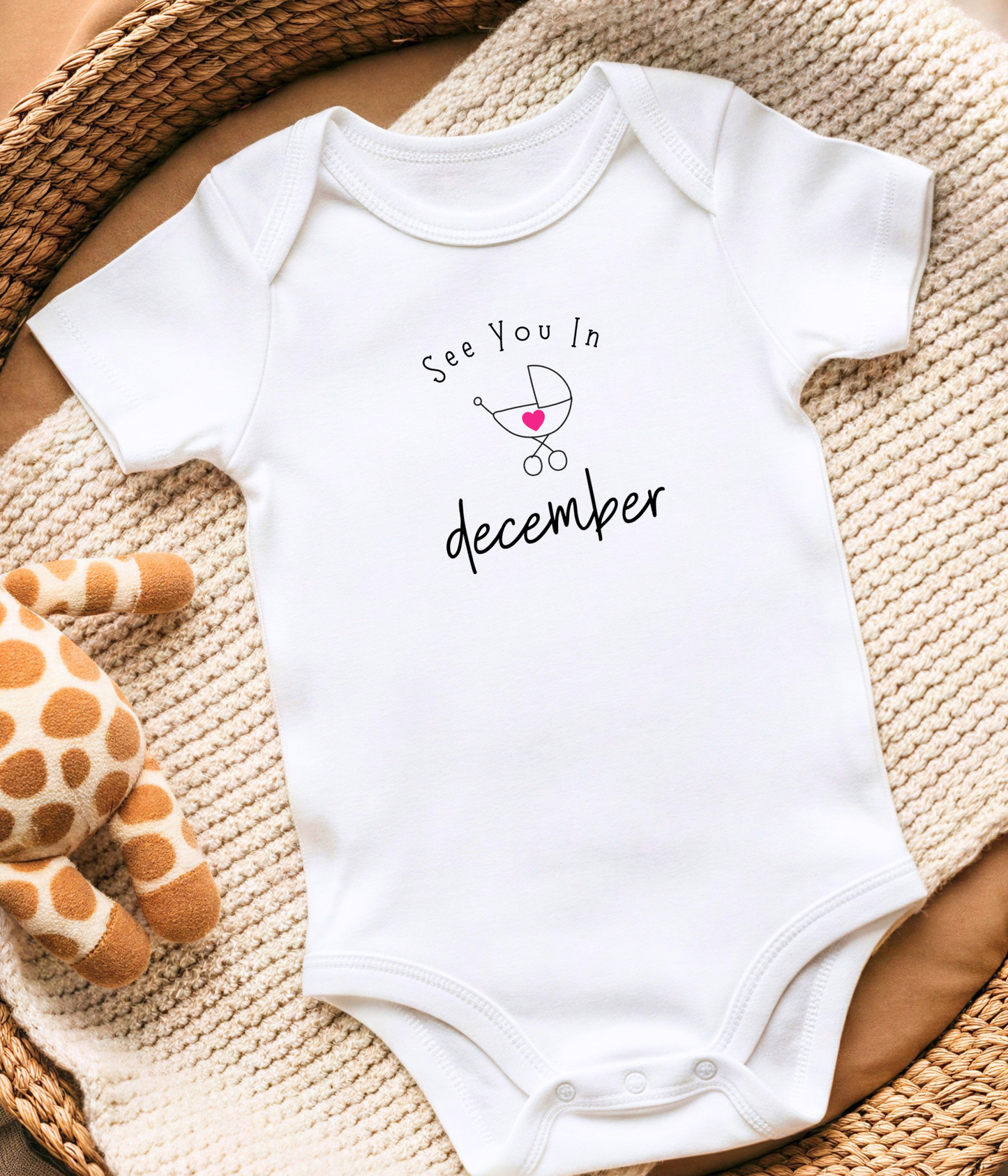 Personalized “See You In…” Pregnancy Announcement Onsie® – Custom Due Date Baby Reveal Outfit