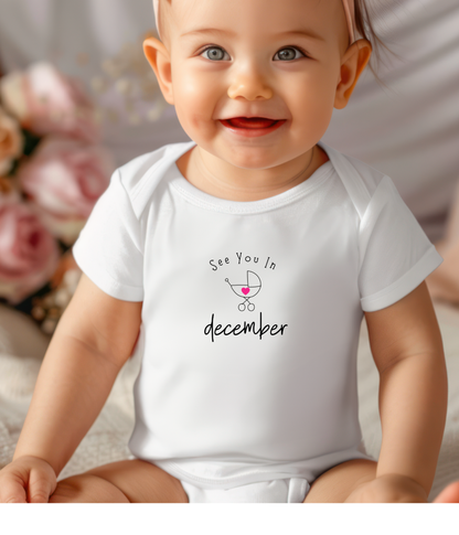 Personalized “See You In…” Pregnancy Announcement Onsie® – Custom Due Date Baby Reveal Outfit