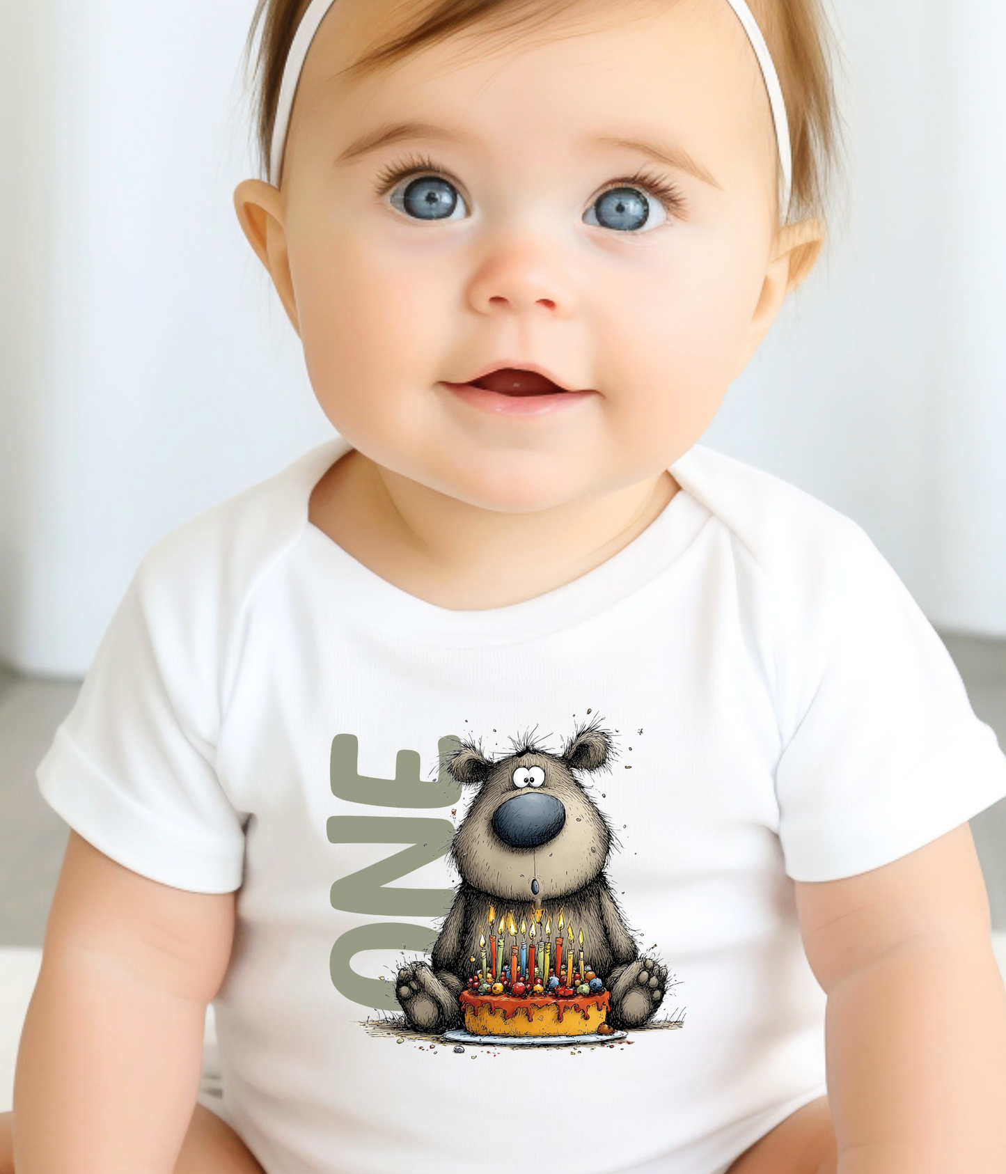 First Birthday Baby One-Piece Bodysuit – One Birthday Outfit, Bear 1st Birthday, Smash Cake Photo