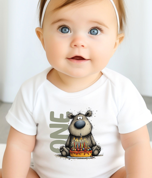 First Birthday Baby Onsie® – One Birthday Outfit, Bear 1st Birthday, Smash Cake Photo