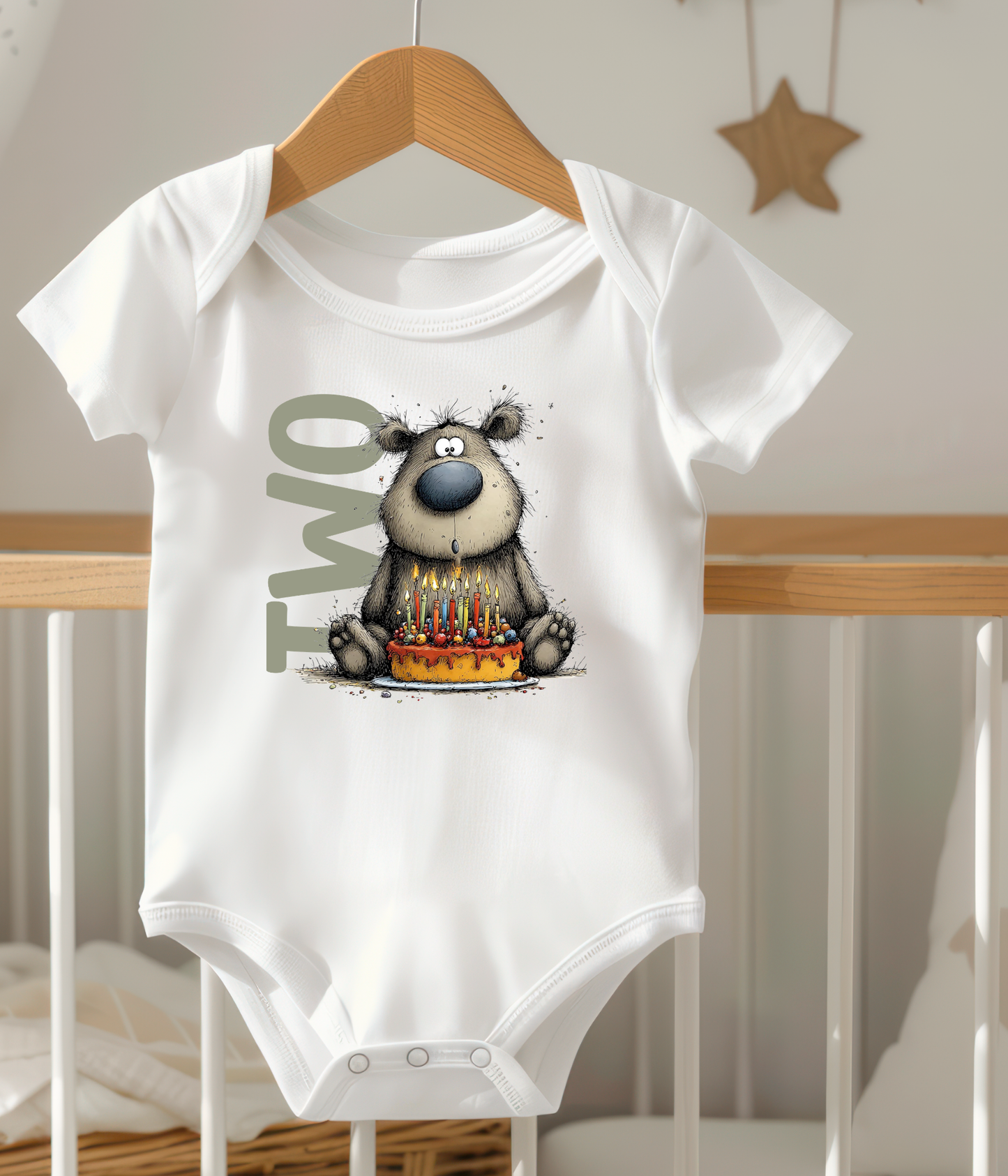 Second Birthday Baby One-Piece Baby Bodysuit – Two Birthday Outfit, Bear 2nd Birthday, Smash Cake Photo