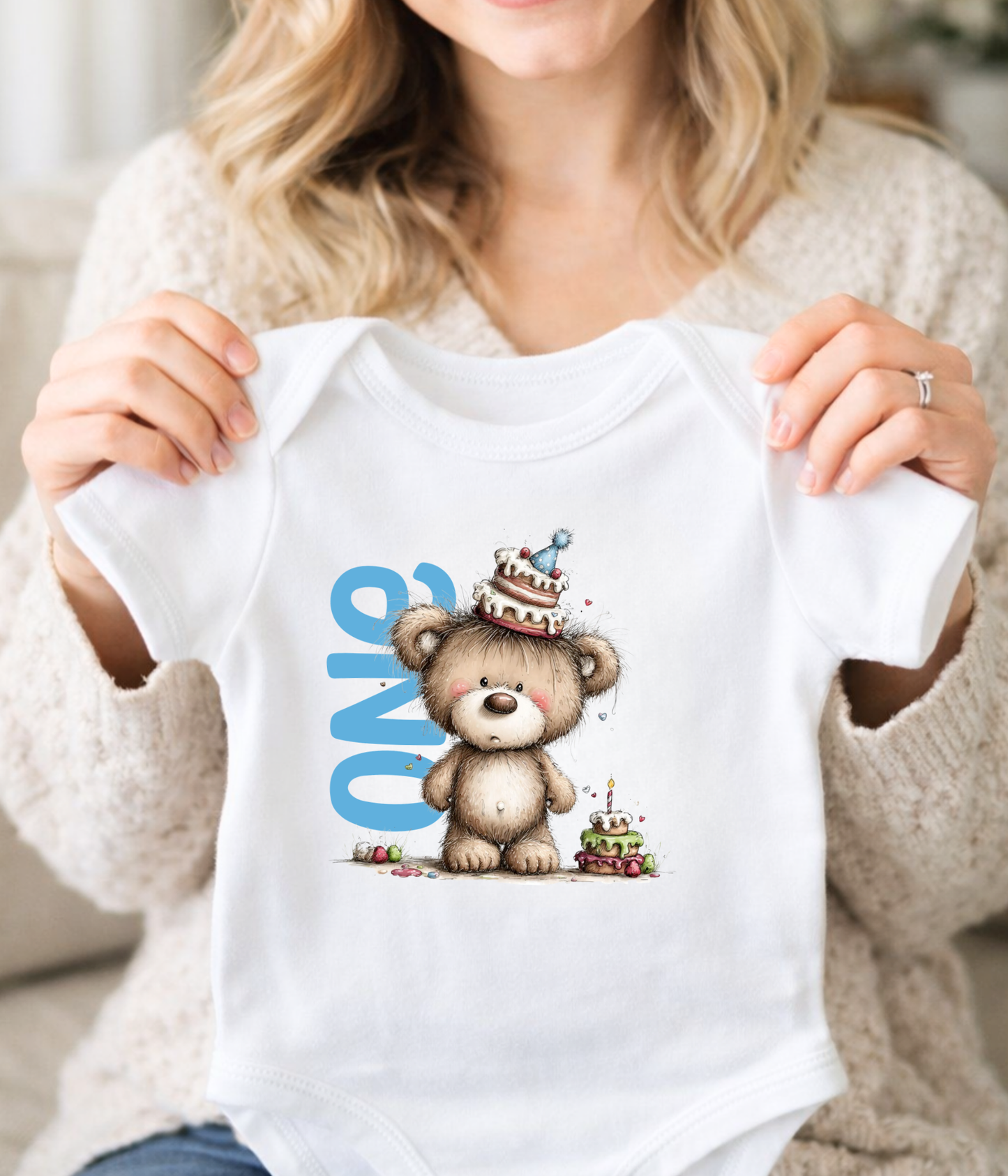 First Birthday Bear One-piece, Baby 1st Birthday Outfit, ONE Birthday Bodysuit