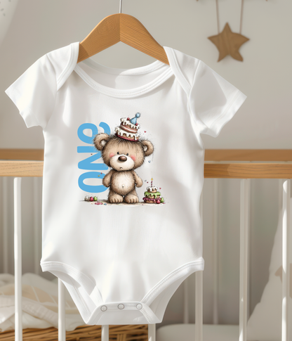 First Birthday Bear One-piece, Baby 1st Birthday Outfit, ONE Birthday Bodysuit