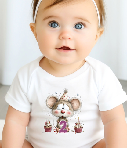 2nd Birthday Mouse Onesie, Two Year Old Birthday Outfit, Cute Mouse Birthday Bodysuit