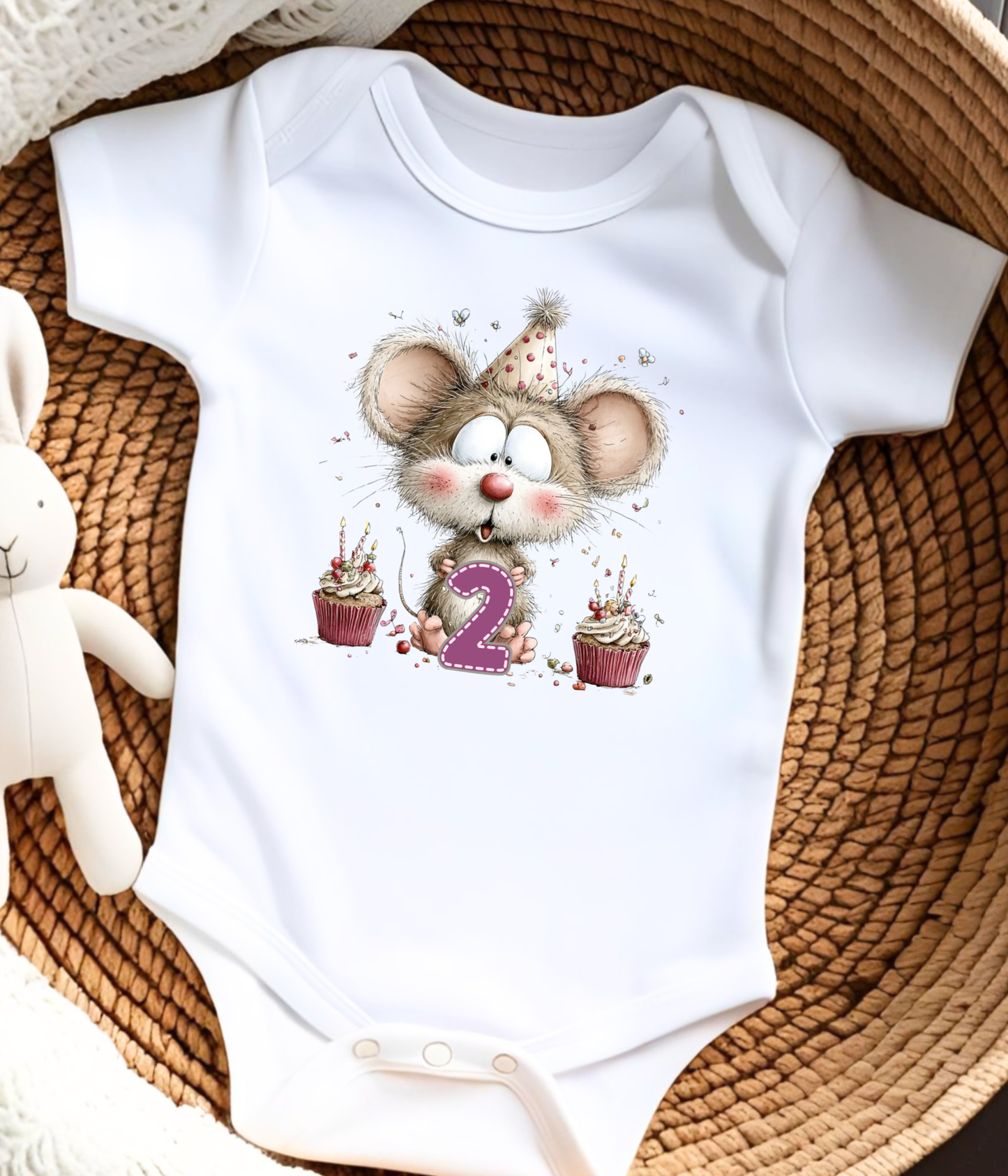 2nd Birthday Mouse Onesie, Two Year Old Birthday Outfit, Cute Mouse Birthday Bodysuit
