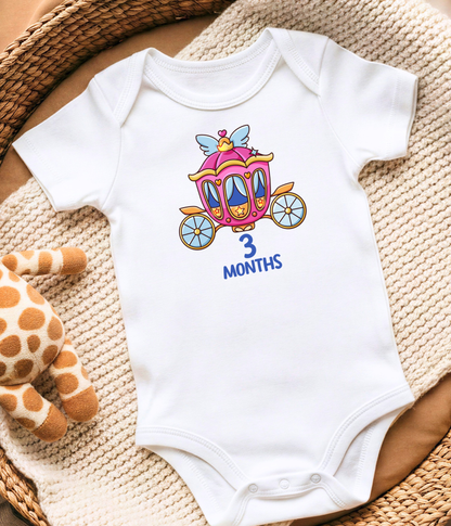 3 Month Baby ONESIE® – Princess Carriage Milestone Bodysuit, Cute Baby Girl Outfit, Three Month Baby Clothes, Monthly Milestone Shirt