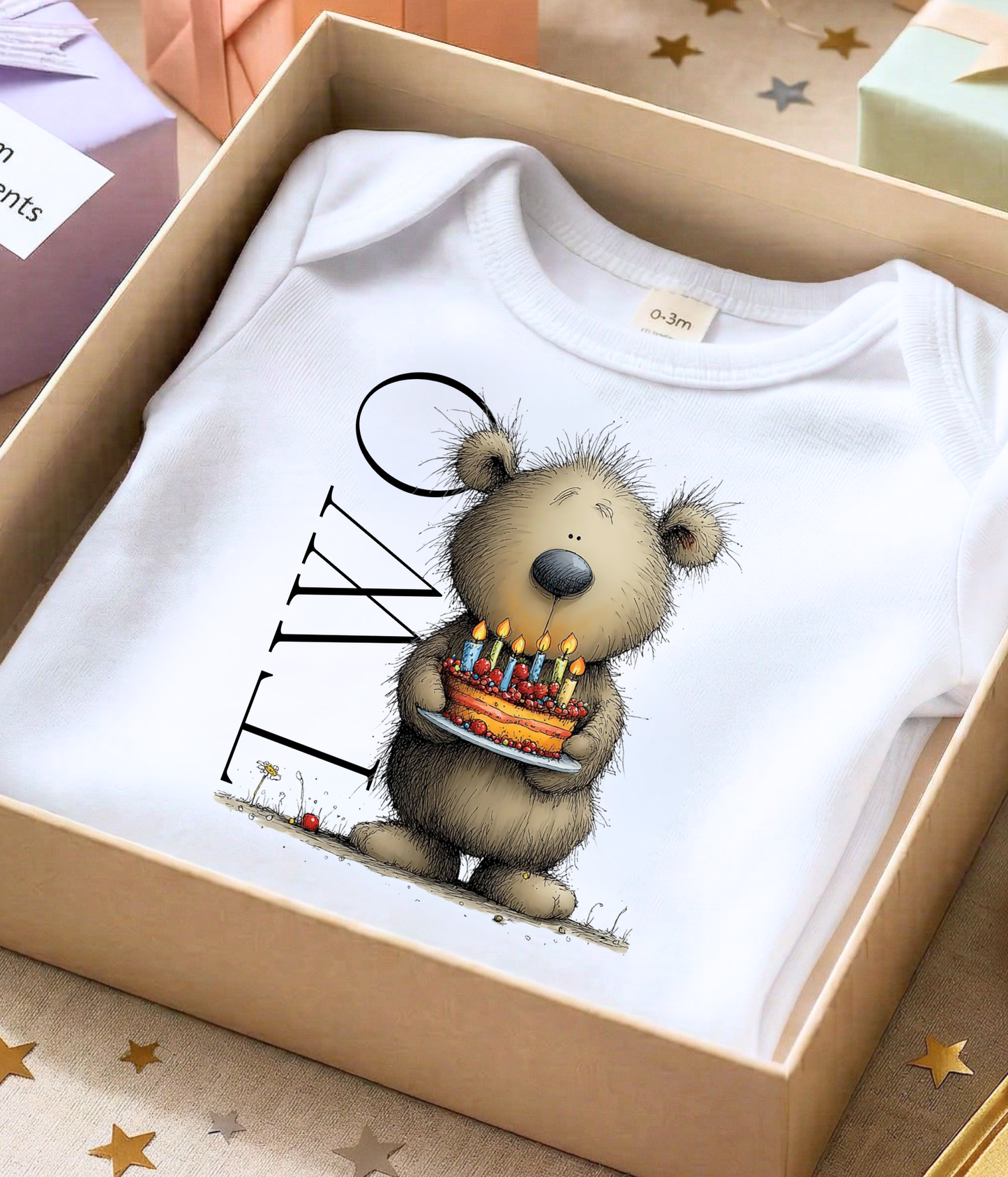 Second Birthday Bear One-Piece – Cute “TWO” Baby Birthday Outfit, 2nd Birthday Bodysuit, Toddler Birthday Shirt, Cake Smash Outfit