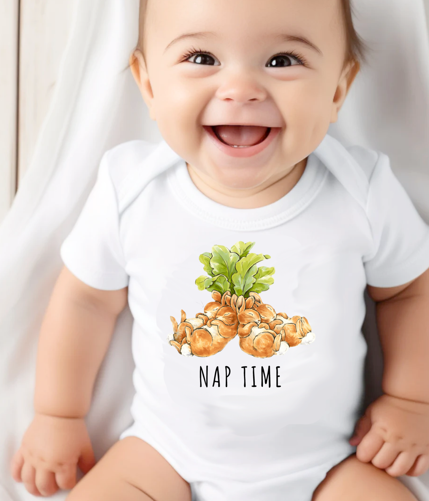 Funny Bunny Nap Time One-piece – Cute Sleeping Bunnies Baby Bodysuit, Baby Sleep Outfit, Neutral Baby Clothes, Newborn Gift