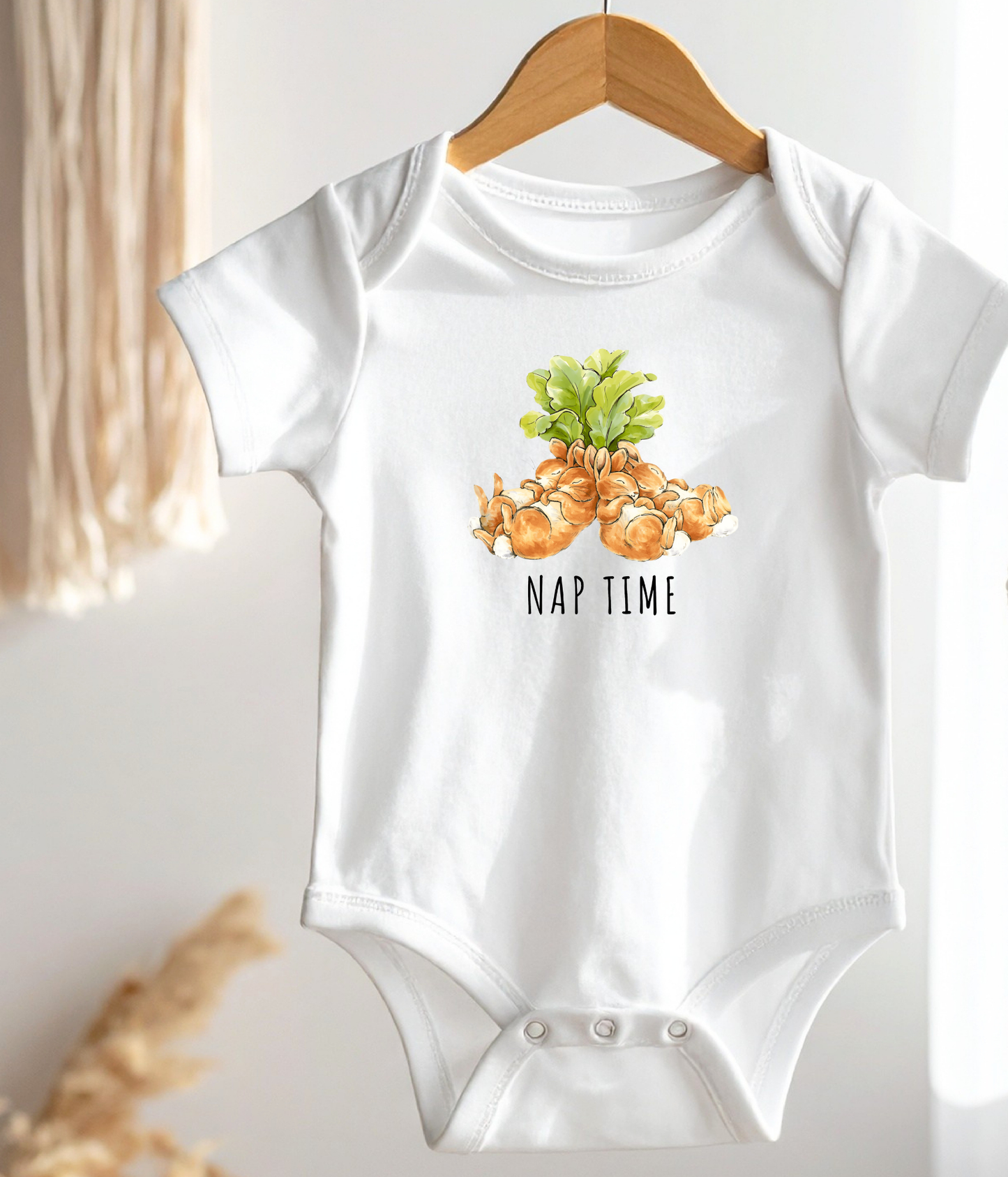 Funny Bunny Nap Time One-piece – Cute Sleeping Bunnies Baby Bodysuit, Baby Sleep Outfit, Neutral Baby Clothes, Newborn Gift