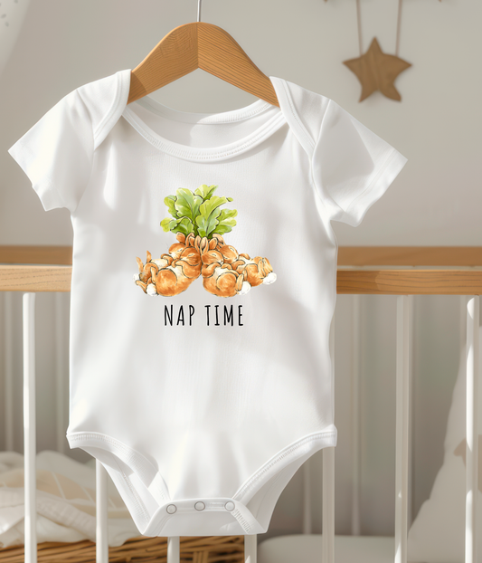Funny Bunny Nap Time ONESIE® – Cute Sleeping Bunnies Baby Bodysuit, Baby Sleep Outfit, Neutral Baby Clothes, Newborn Gift