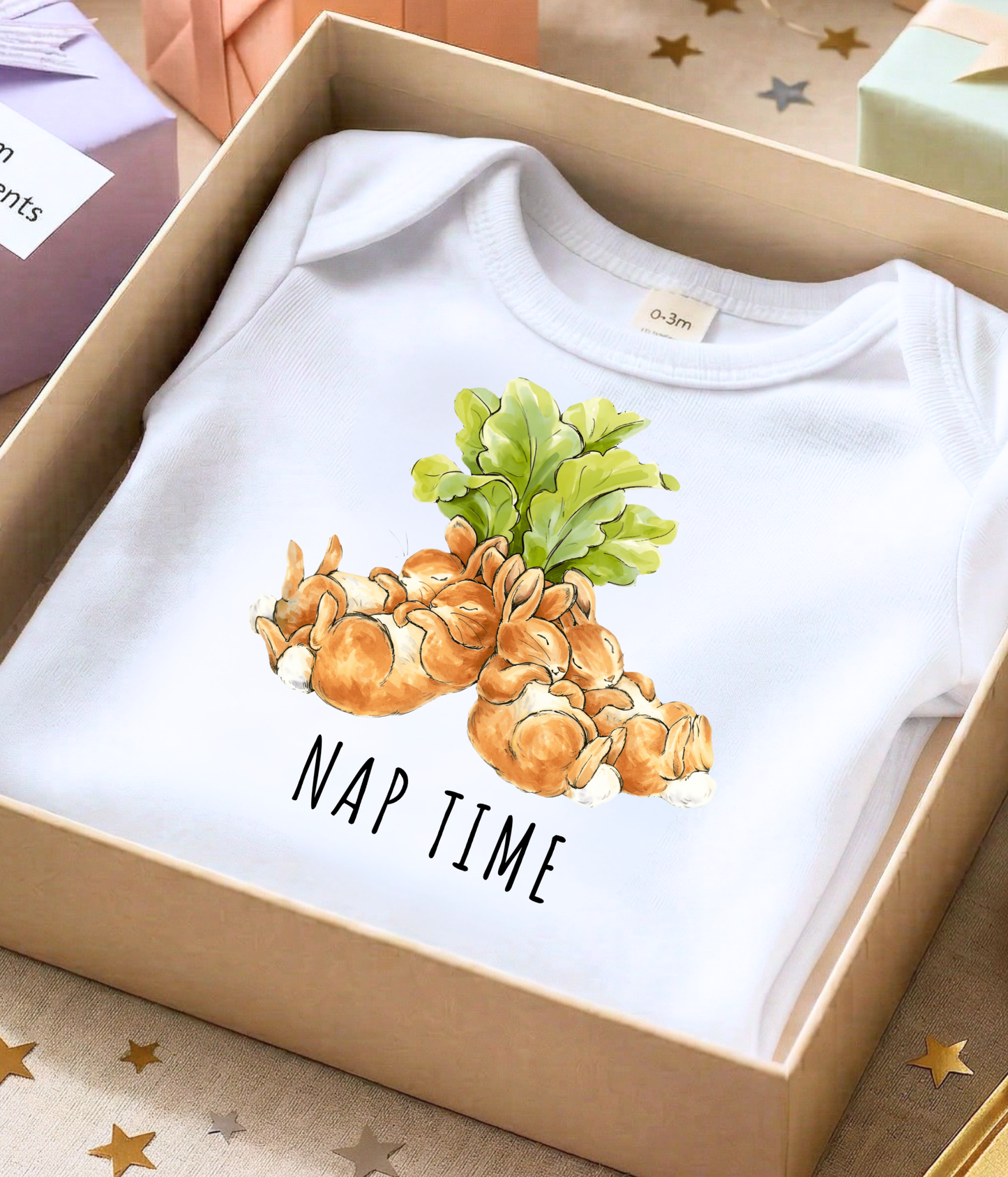 Funny Bunny Nap Time One-piece – Cute Sleeping Bunnies Baby Bodysuit, Baby Sleep Outfit, Neutral Baby Clothes, Newborn Gift