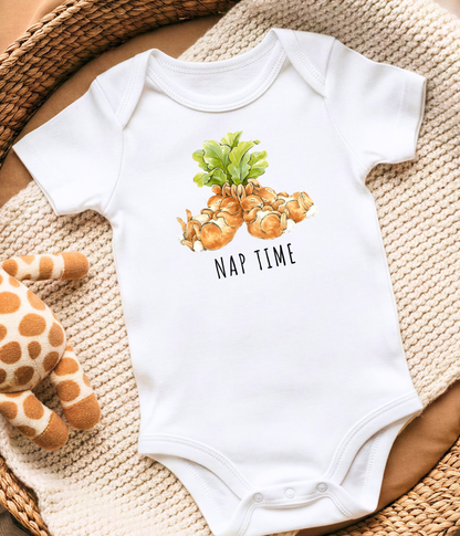 Funny Bunny Nap Time One-piece – Cute Sleeping Bunnies Baby Bodysuit, Baby Sleep Outfit, Neutral Baby Clothes, Newborn Gift