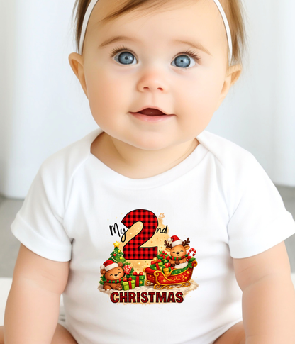 My 2nd Christmas Buffalo Plaid Baby One-Piece Bodysuit