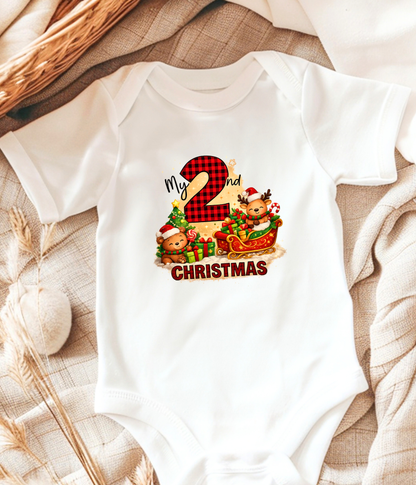 My 2nd Christmas Buffalo Plaid Baby One-Piece Bodysuit