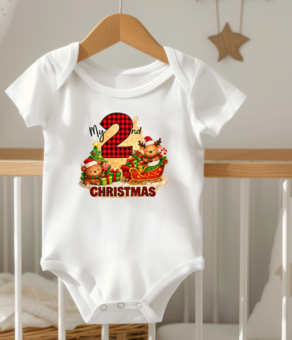 My 2nd Christmas Buffalo Plaid Baby One-Piece Bodysuit