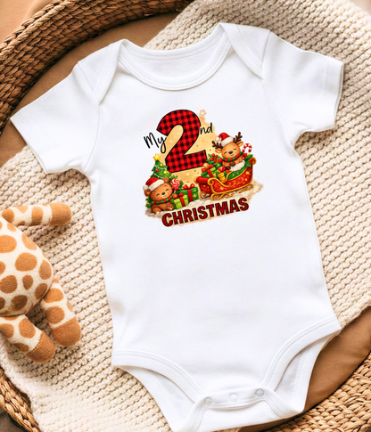 My 2nd Christmas Buffalo Plaid Baby One-Piece Bodysuit