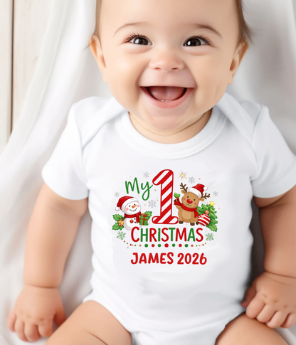 My 1st Christmas Personalized Baby One-Piece Bodysuit