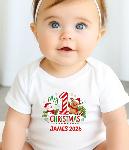 My 1st Christmas Personalized Baby One-Piece Bodysuit