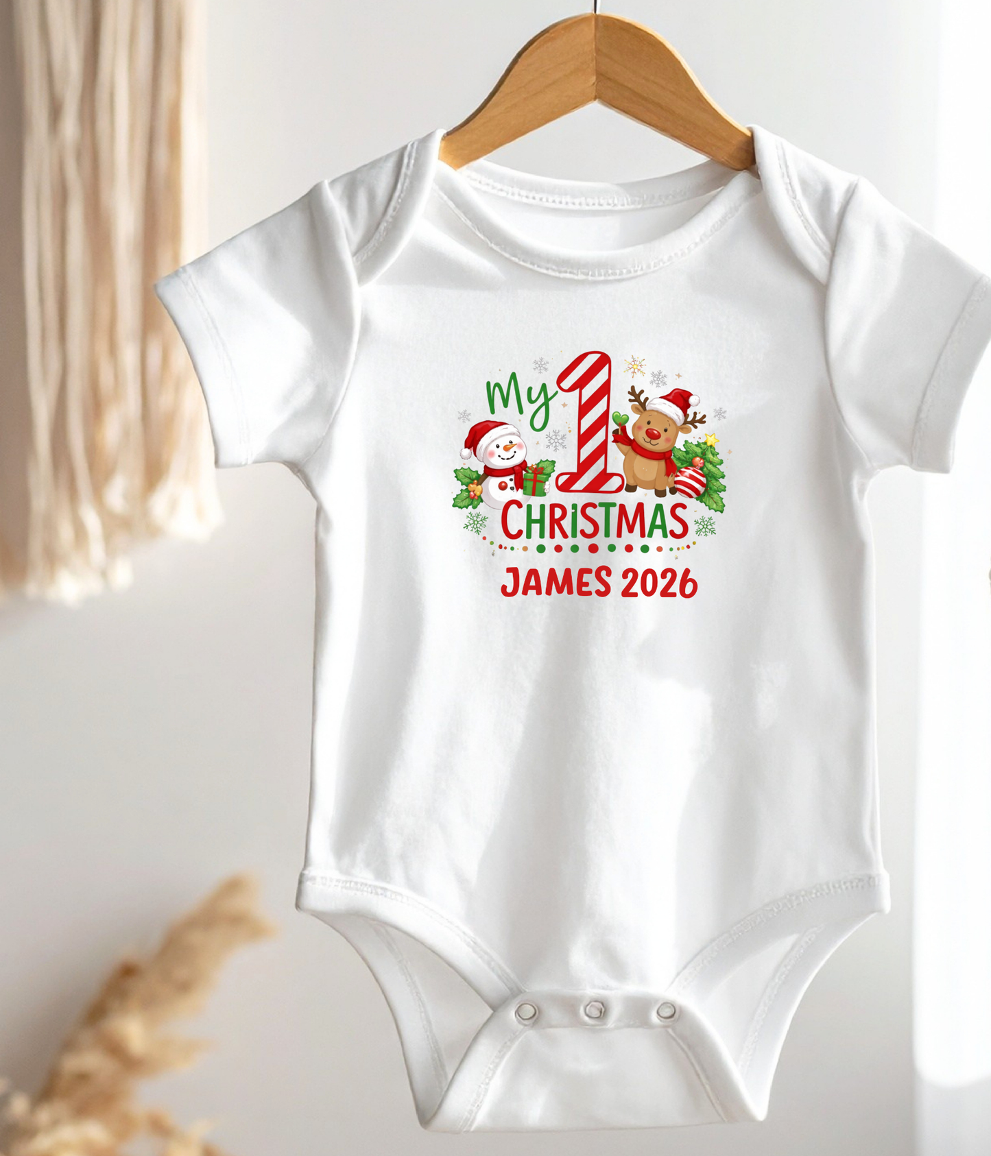 My 1st Christmas Personalized Baby One-Piece Bodysuit