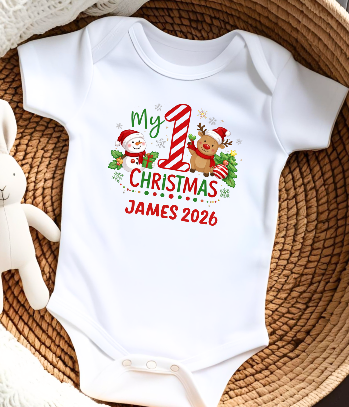 My 1st Christmas Personalized Baby One-Piece Bodysuit