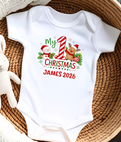My 1st Christmas Personalized Baby One-Piece Bodysuit