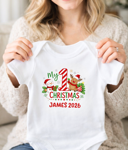 My 1st Christmas Personalized Baby One-Piece Bodysuit