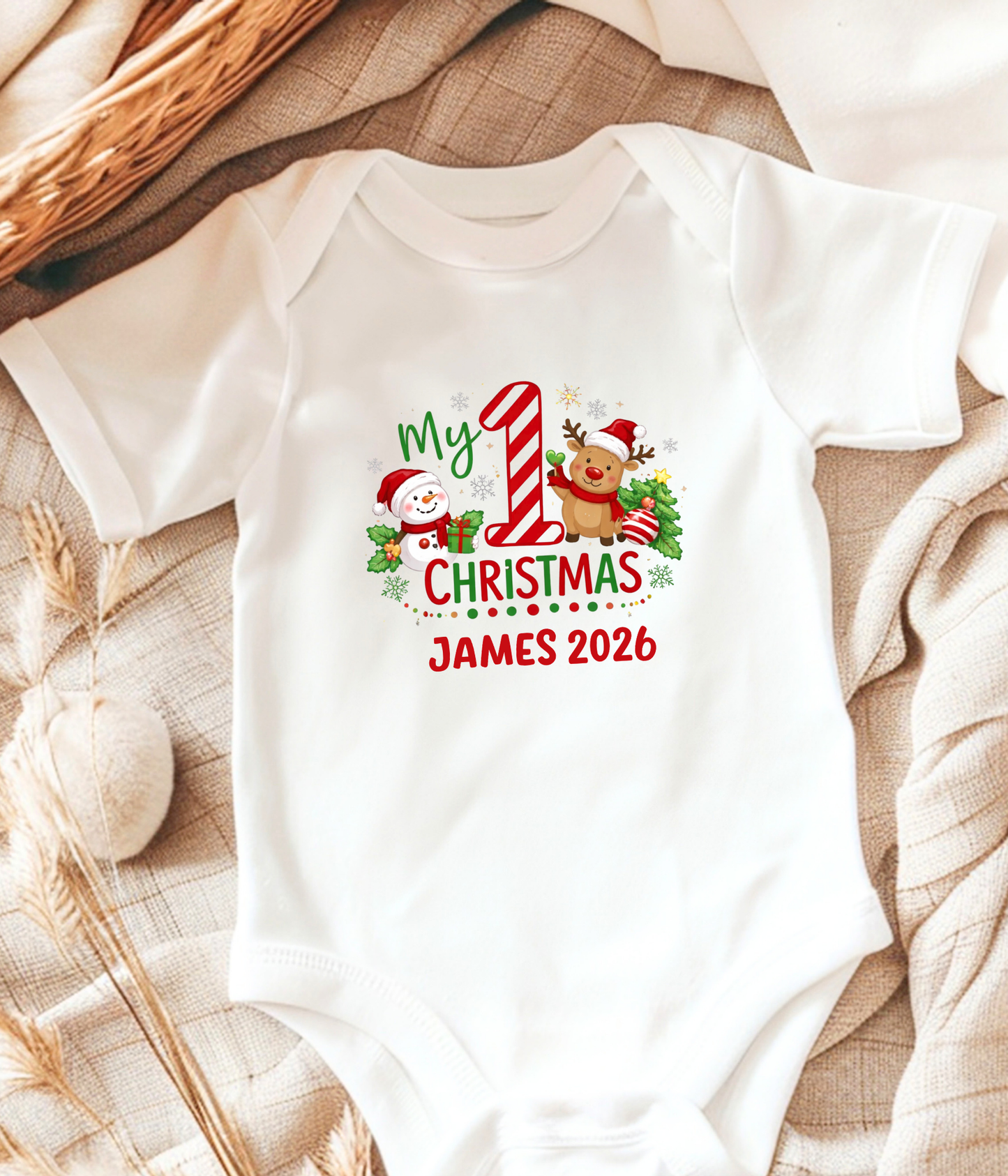 My 1st Christmas Personalized Baby One-Piece Bodysuit