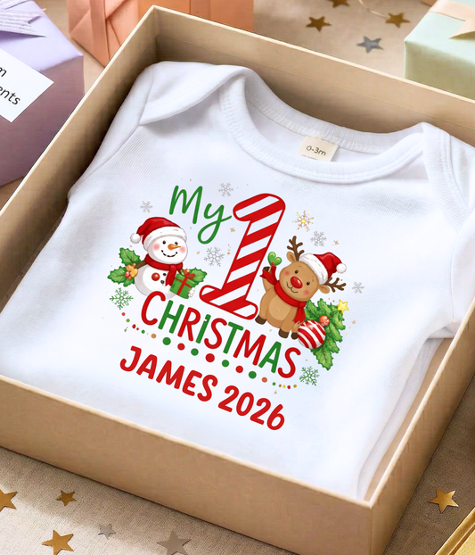 My 1st Christmas Personalized Baby One-Piece Bodysuit