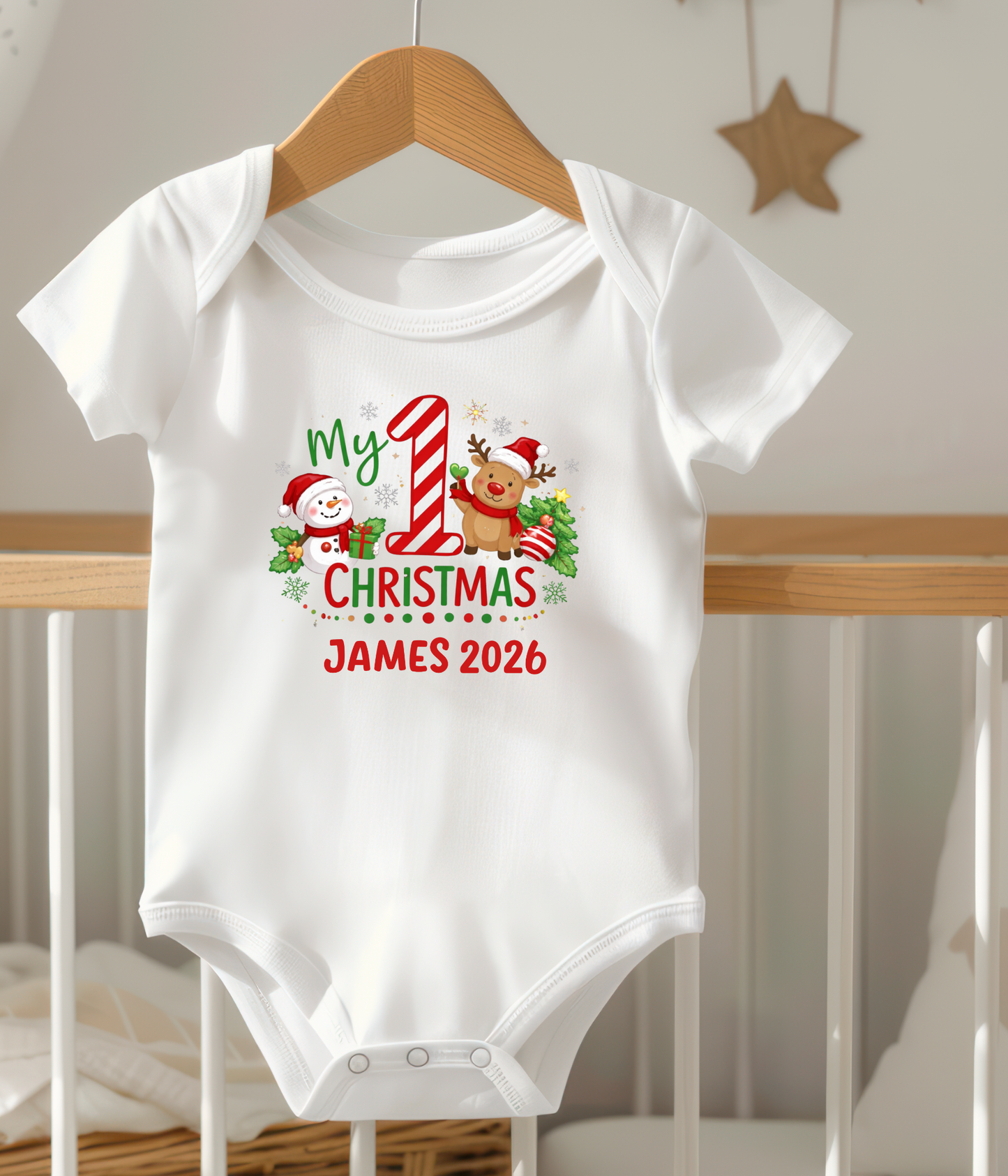 My 1st Christmas Personalized Baby One-Piece Bodysuit