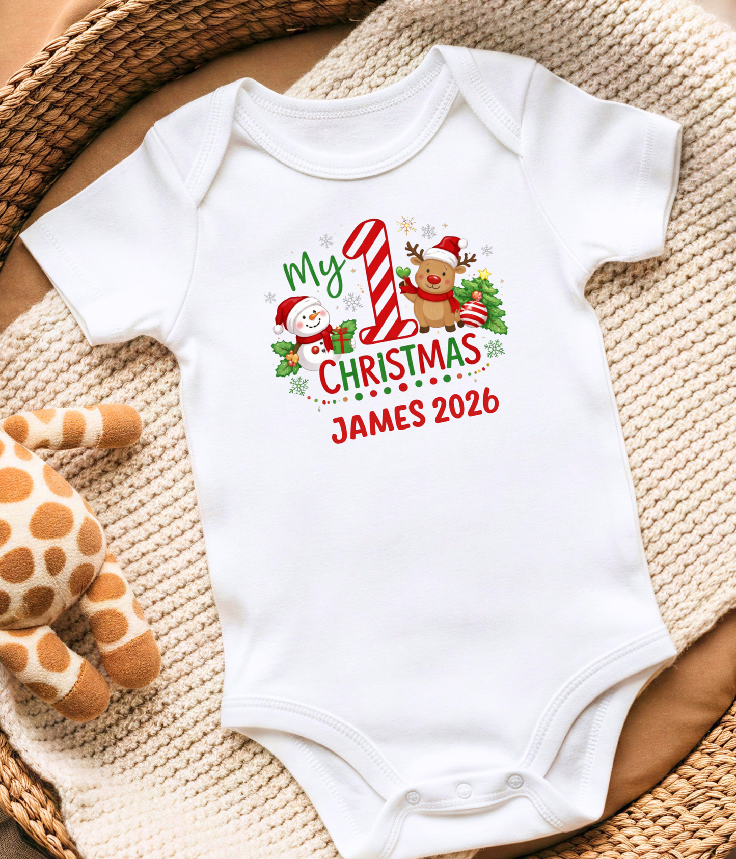 My 1st Christmas Personalized Baby One-Piece Bodysuit