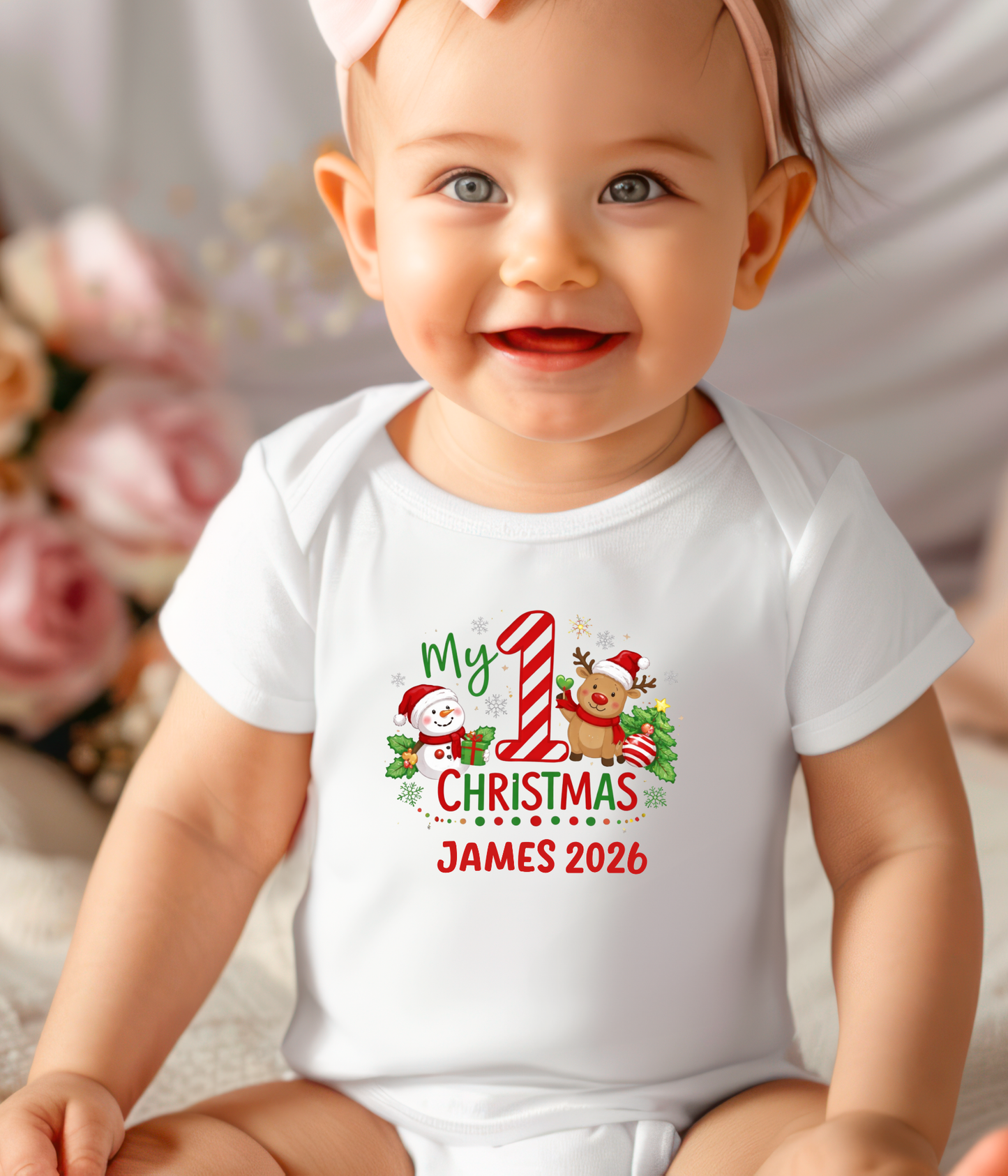 My 1st Christmas Personalized Baby One-Piece Bodysuit