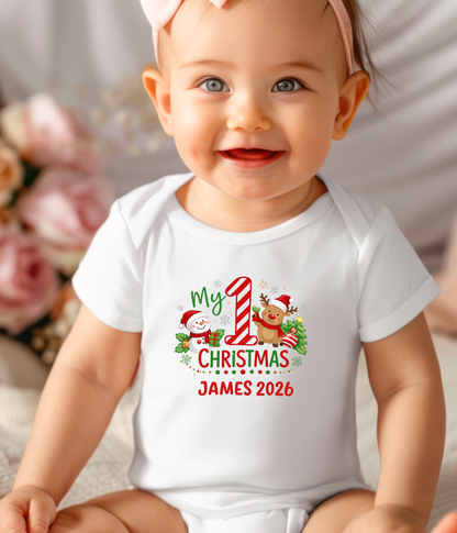My 1st Christmas Personalized Baby One-Piece Bodysuit