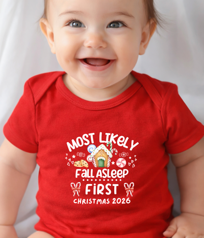 Most Likely to Fall Asleep First Christmas Baby ONESIE® 🎄😴