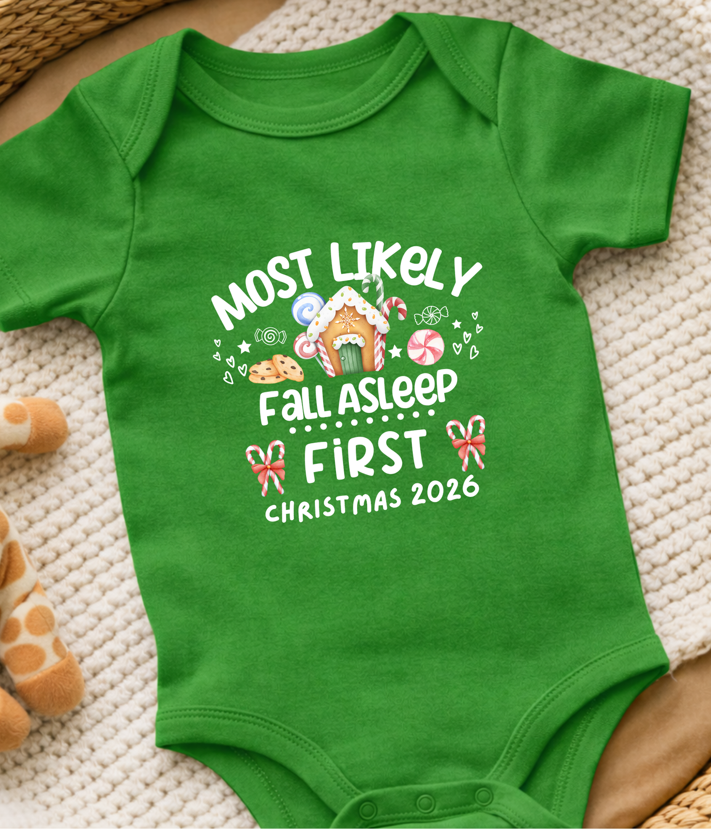 Most Likely to Fall Asleep First Christmas Baby ONESIE® 🎄😴