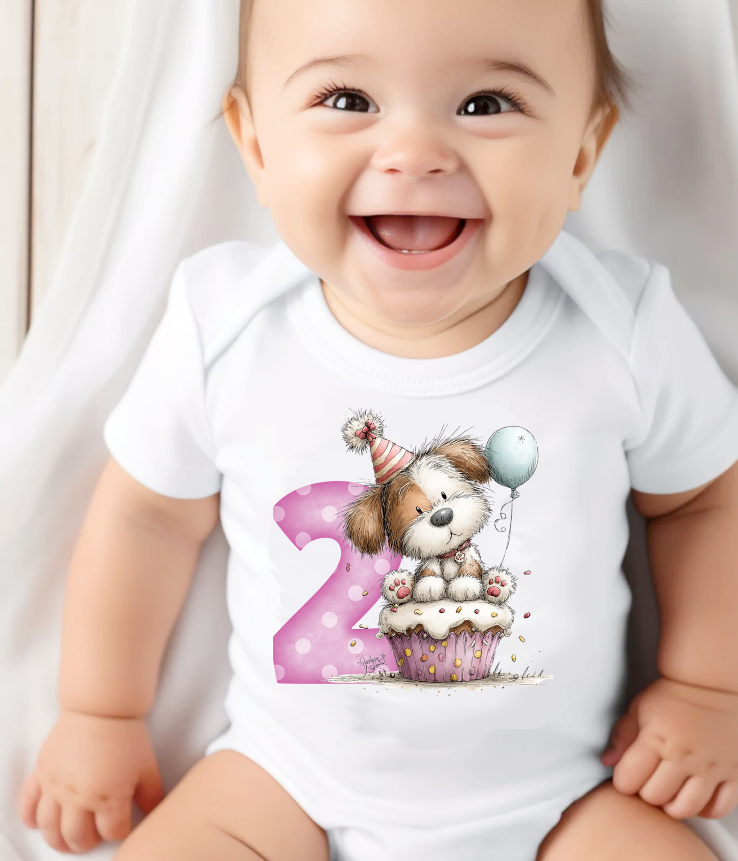 2nd Birthday Girl One-piece Bodysuit – Puppy Birthday Outfit – Two Year Old Baby Outfit – Pink Number 2 Toddler Bodysuit – Cake Smash Birthday Shirt