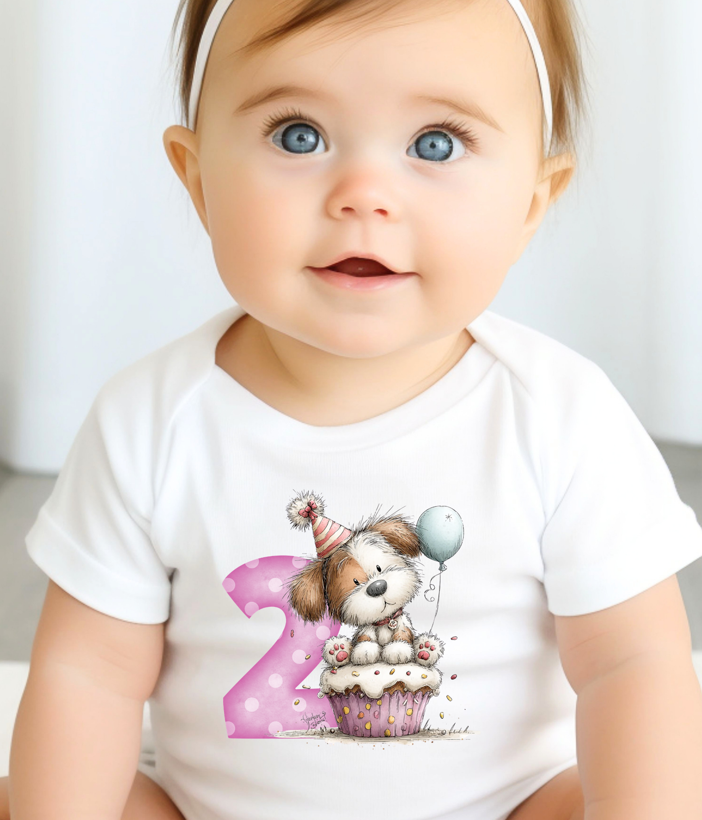 2nd Birthday Girl One-piece Bodysuit – Puppy Birthday Outfit – Two Year Old Baby Outfit – Pink Number 2 Toddler Bodysuit – Cake Smash Birthday Shirt