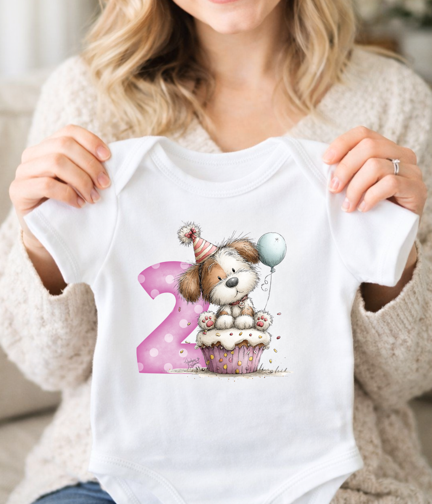 2nd Birthday Girl One-piece Bodysuit – Puppy Birthday Outfit – Two Year Old Baby Outfit – Pink Number 2 Toddler Bodysuit – Cake Smash Birthday Shirt